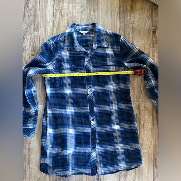 L.L Bean Women’s Archive Flannel Signature Top Womens Medium Blue Plaid Chamois - Picture 10 of 14